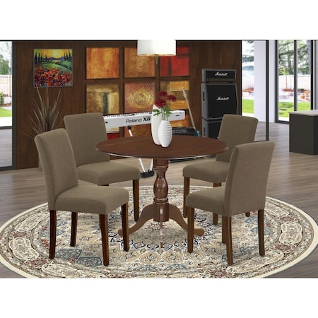 East West Furniture 5 Piece Dublin Wood Dining Table Set - Mahogany DMAB5-MAH-18